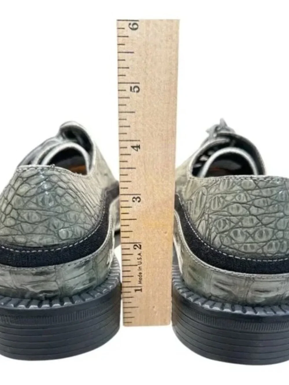 Hugo Vitelli Men’s Croc-Embossed Leather/Fabric Oxford Shoes Gray Black Size 8.5